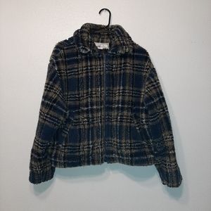 Blue & Tan Berber Fleece Jacket Sz M
